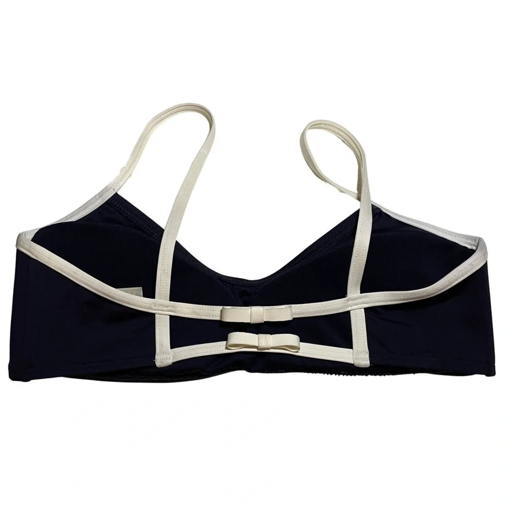 NWOT Kate Spade Mini Bow Bralette Bikini Top in Navy / White Sz. L